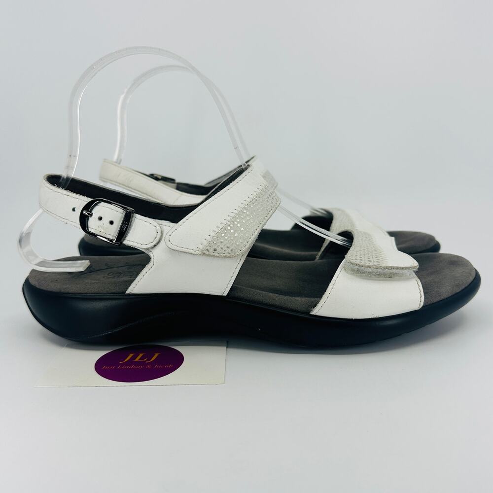 SAS Women's Nudu White Leather Heel Strap Adjustable Comfort Sandals Size 9 M